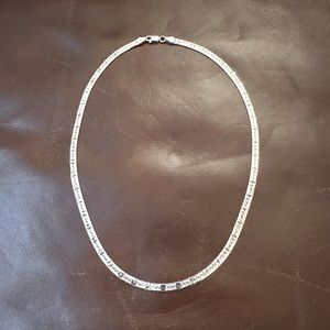 Sterling Silver Textured Herringbone Necklace